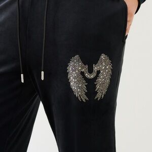 True Religion Black Sweatshirt with Wing Embellishment